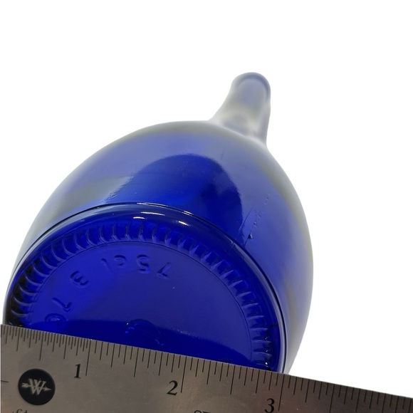 Collectible Vintage Cobalt Blue Glass Bottle - 16.5” Tall, 3” Base - Picture 4 of 10